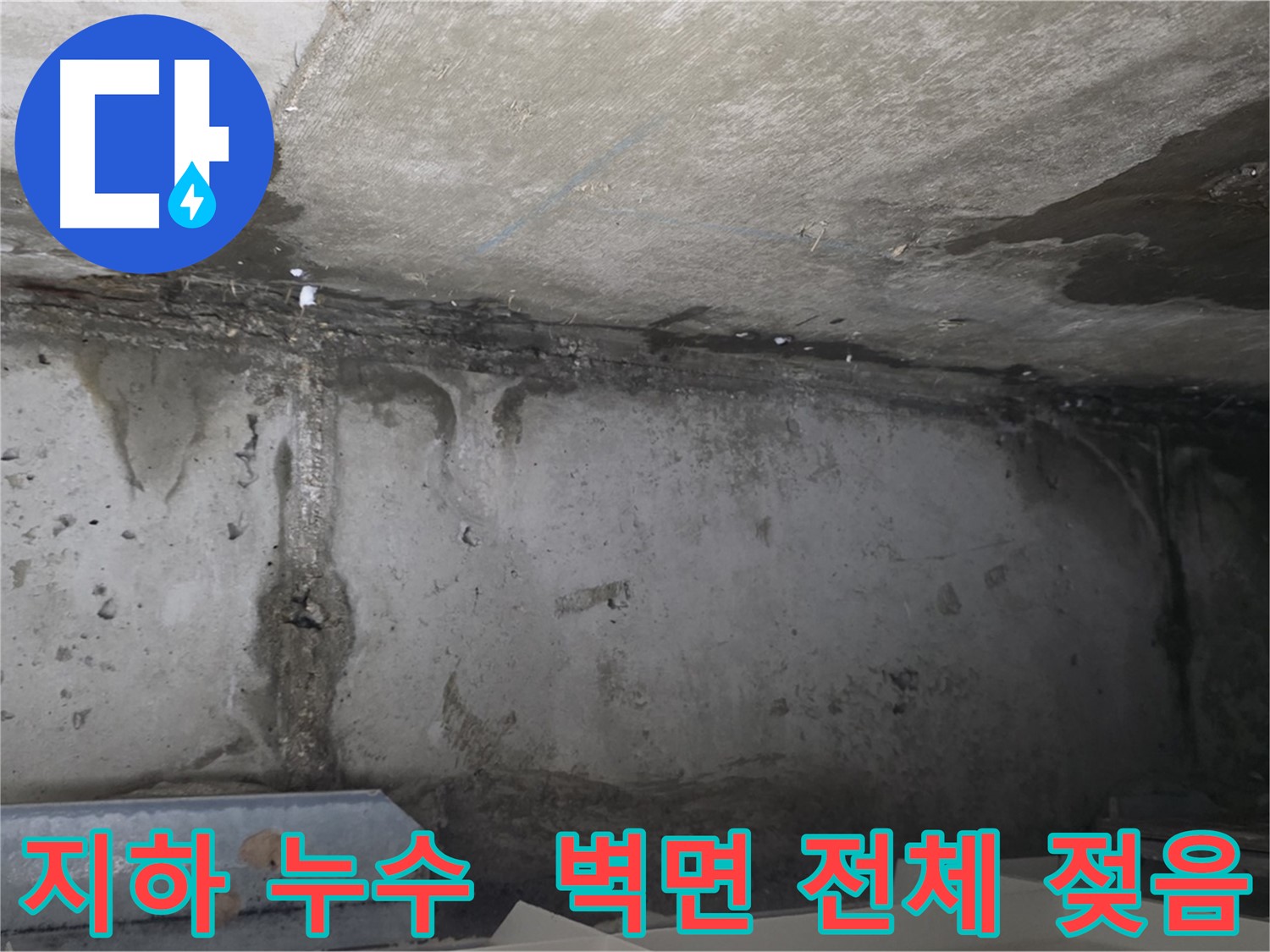 남양주 건물 지하 누수 - 젖은 벽면