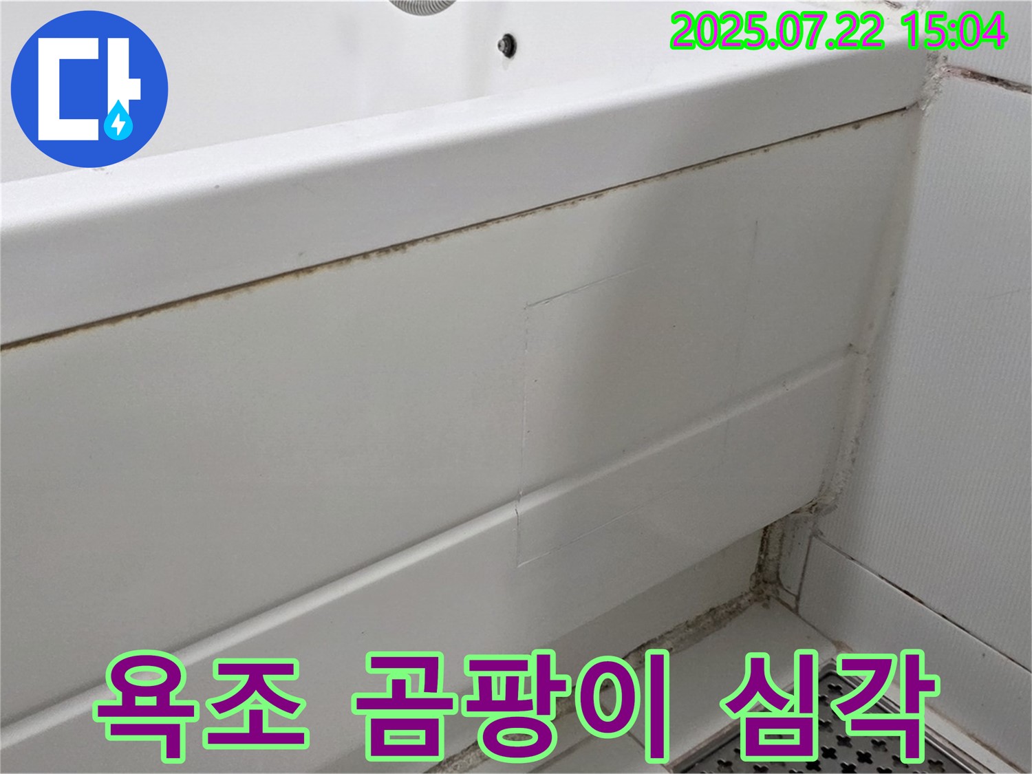 심각한 욕조 곰팡이 - 일산 가좌동 누수 현장에서 발견된 심각한 욕조 곰팡이 상태