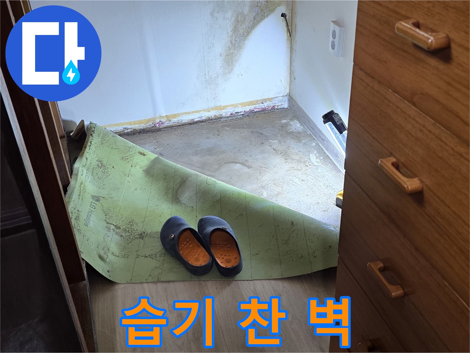 습기로 가득 찬 벽 - 누수 문제의 심각한 증거
