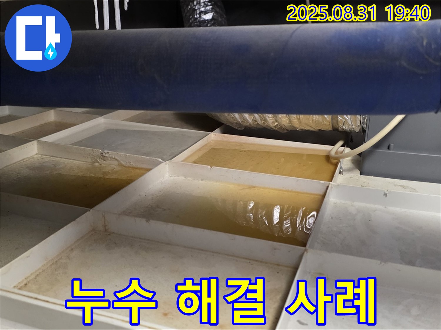 누수 해결 사례 - 깨끗해진 트레이 확인 완료