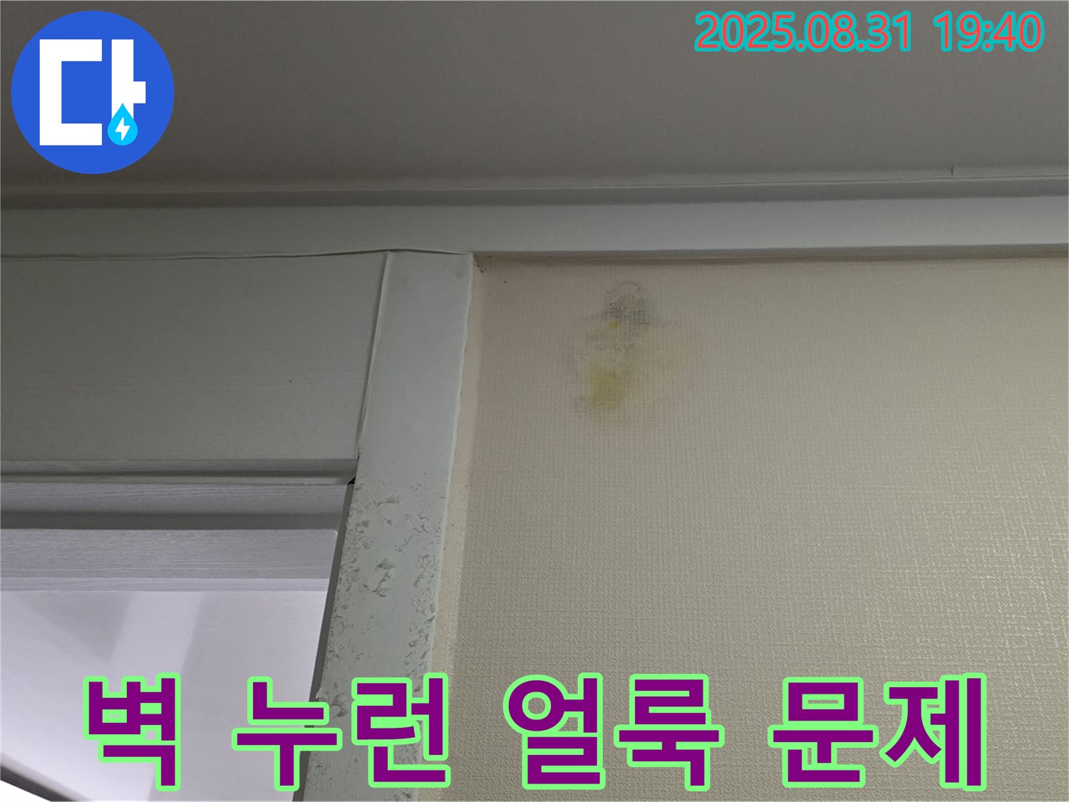 벽 누런 얼룩 문제 - 성남 분당 운중동 누수 - 전문가 해결