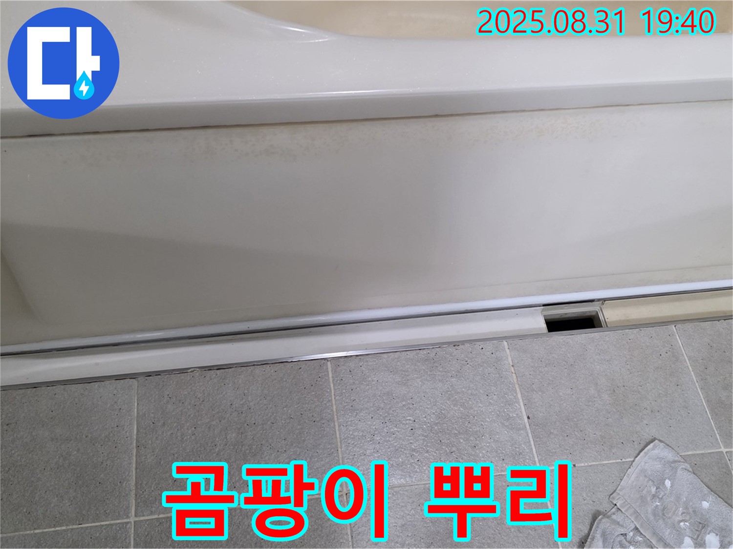 분당 산운로 121번길 욕조 누수 - 패널 하단 실리콘에 곰팡이가 뿌리내린 듯 박혀있는 상태입니다.