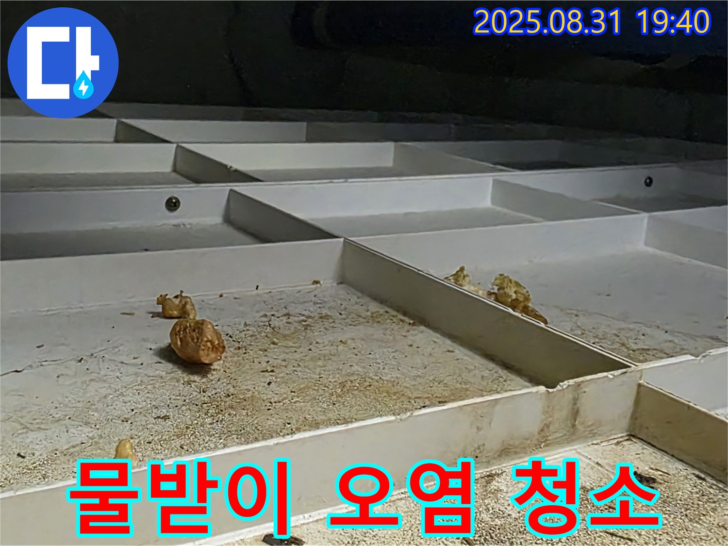 분당 산운로 누수 - 천장 SMC 물받이 오염 심각 - 긴급 청소 작업 진행