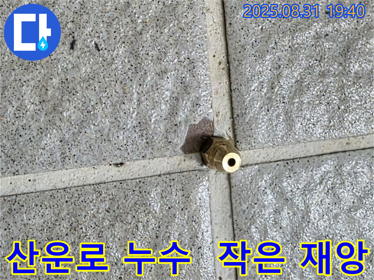 분당 산운로 주택 누수 원인 - 작은 황동 니플의 미세한 균열이 누수의 원인이었습니다.