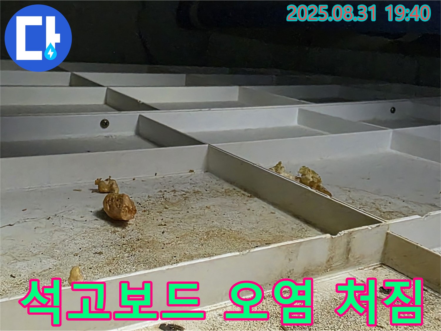 분당구 산운로 누수 - 천장 누수로 인한 석고보드 오염 및 처짐 발생