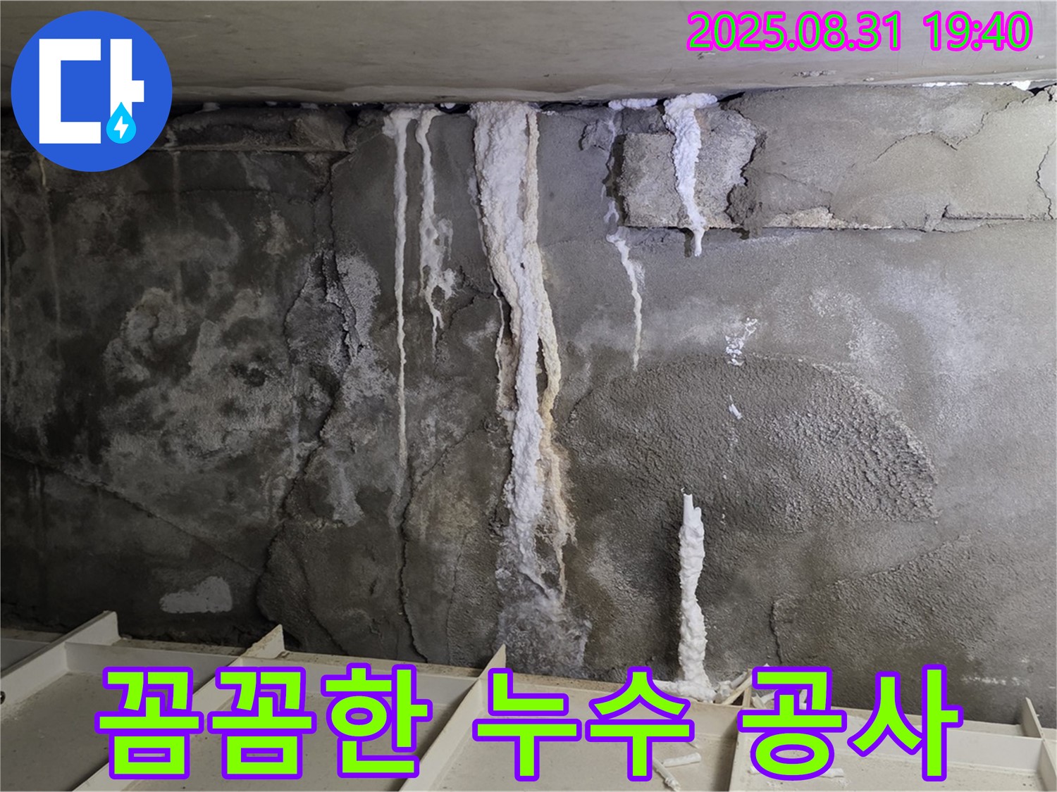 산운로 주택 지하 콘크리트 누수 - 꼼꼼한 누수 공사 진행, 베테랑 기술자의 숙련된 손길