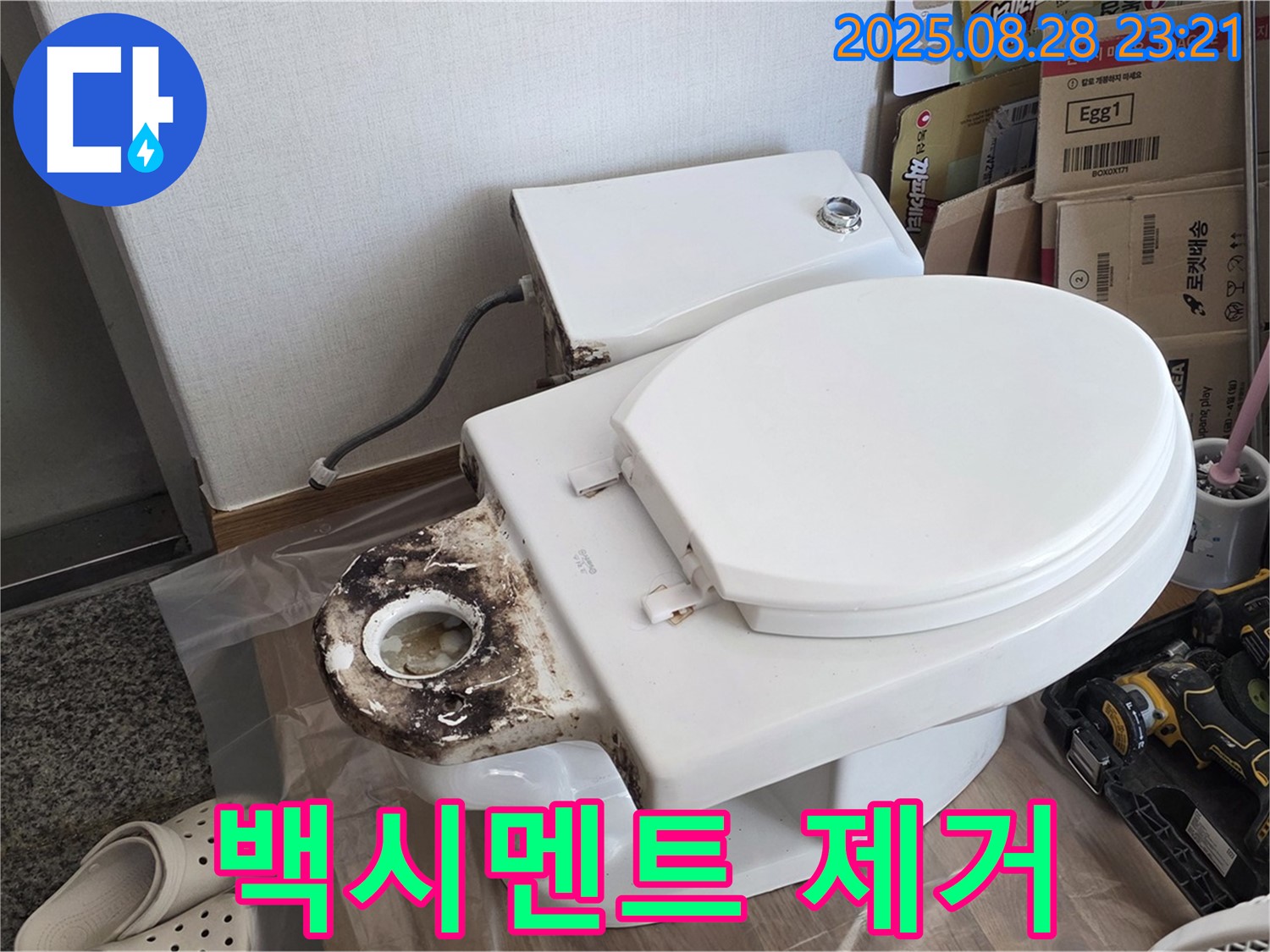 변기 누수 - 중랑구 묵동 백시멘트 제거 작업 시작