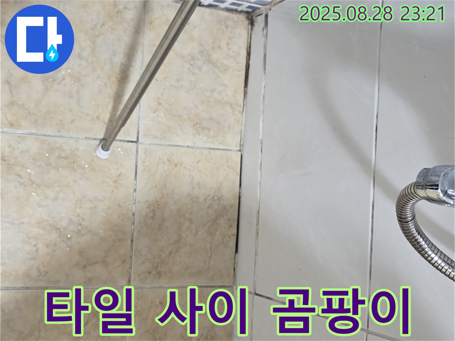 욕실 타일 사이 곰팡이 - 청소와 방수 시공