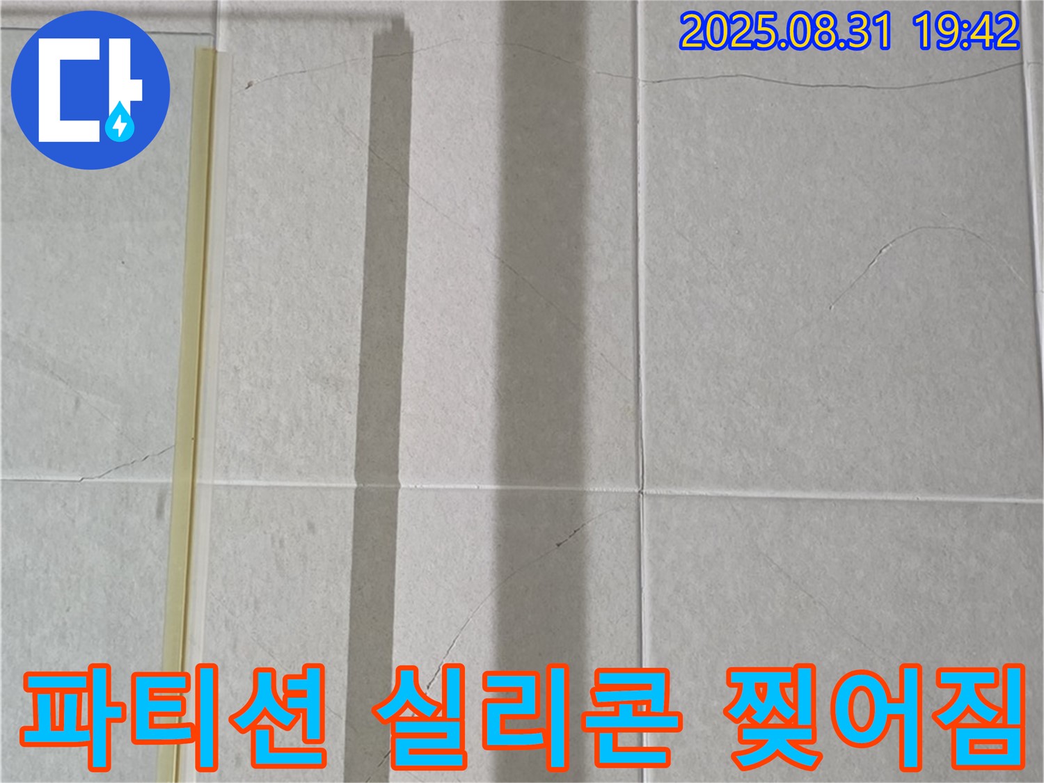 샤워기 파티션 실리콘 찢어짐 - 긴급 보수 필요