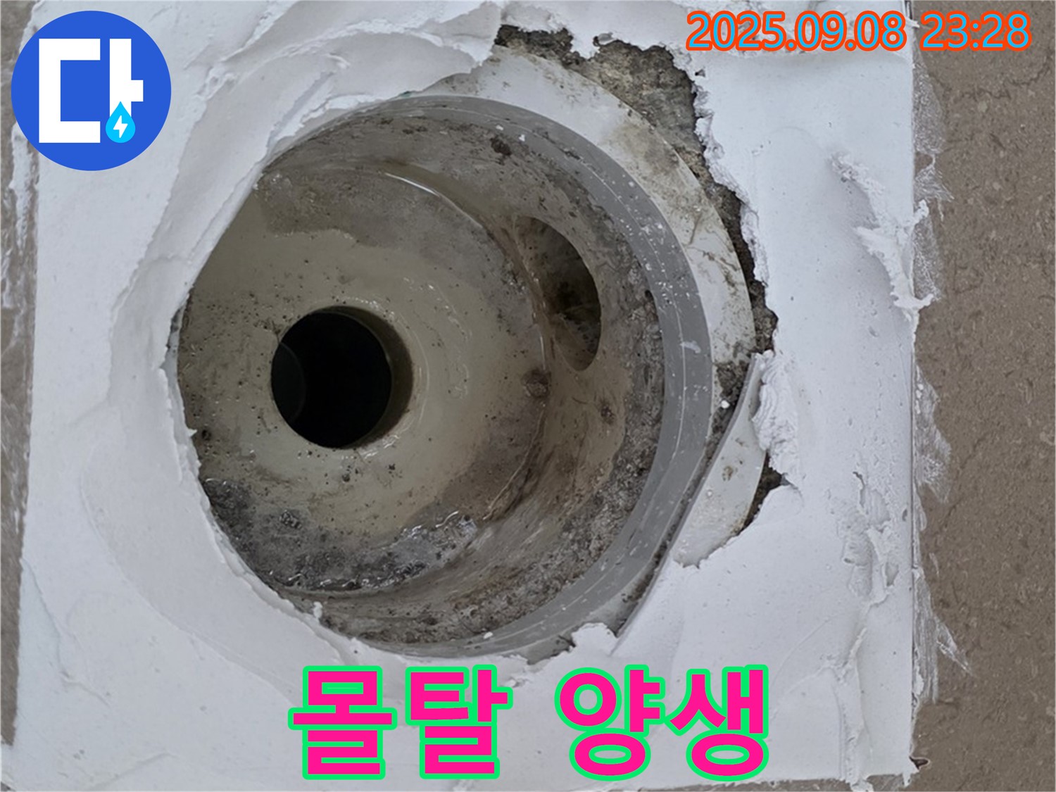 포천시 일동면 운악청계로 - 배수구 주변 몰탈 양생 과정