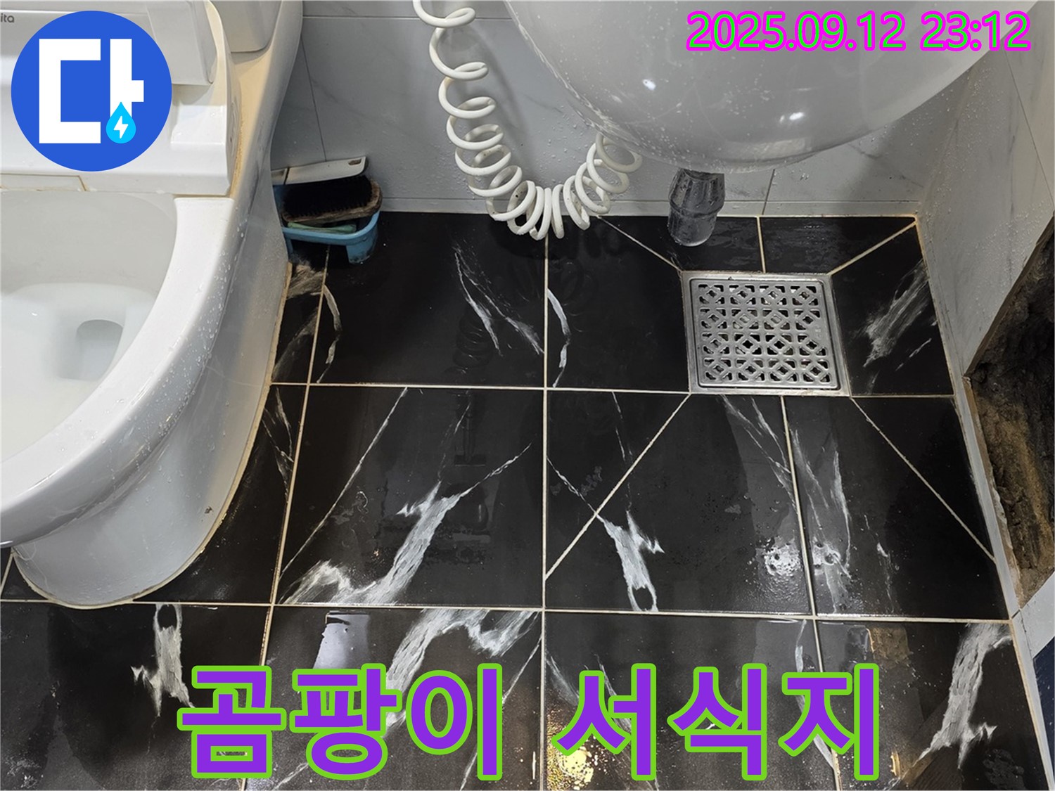 중계동 현대5차 아파트 욕실 - 벽 타일 안쪽 곰팡이 서식지 발견