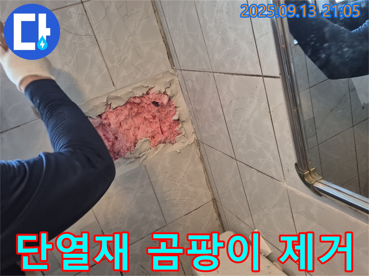 타일 속 핑크 단열재 - 곰팡이 제거!