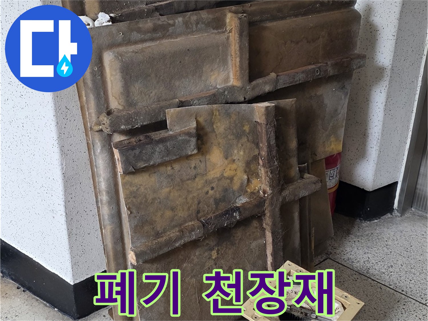 폐기 대상 - 곰팡이와 습기로 찌든 천장재와 조명