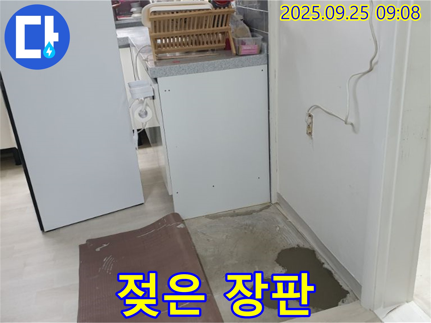 양주시 백석읍 연곡리 누수 현장 - 장판이 젖어 있습니다. 누수 초기 증상일 수 있습니다.