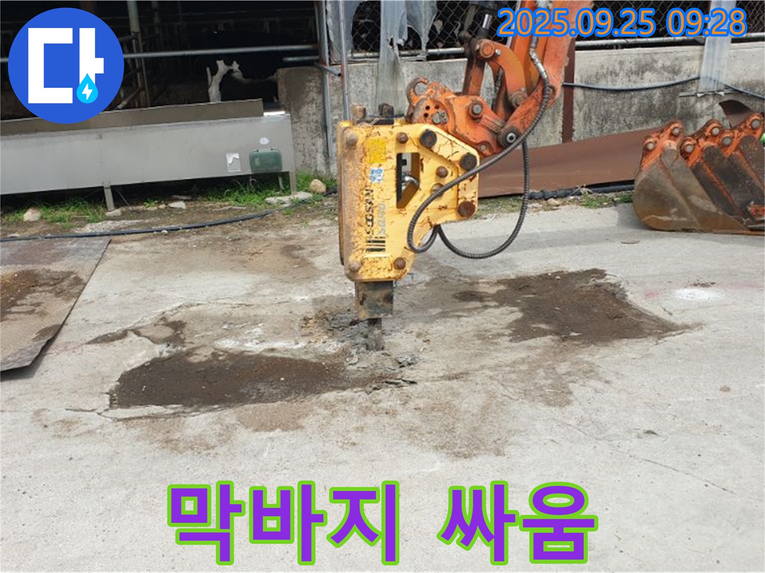 양주시 백석읍 복지리 누수 - 콘크리트 파쇄, 누수와의 싸움 막바지