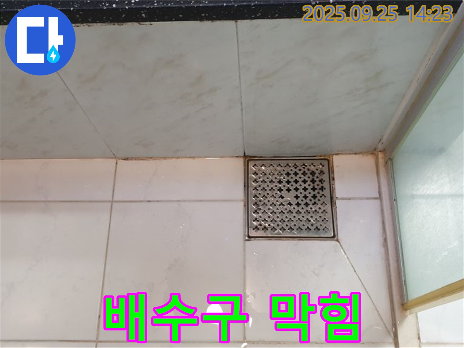 샤워부스 배수구 막힘 - 머리카락 제거로 해결