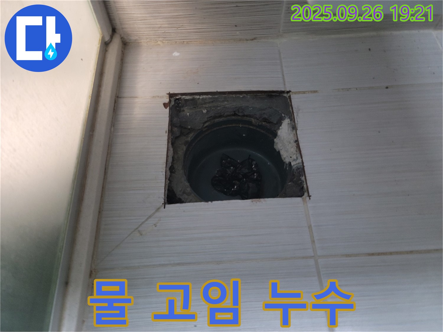 (구)동두천동 누수 - 욕실 배수구 주변 물 고임 누수 의심