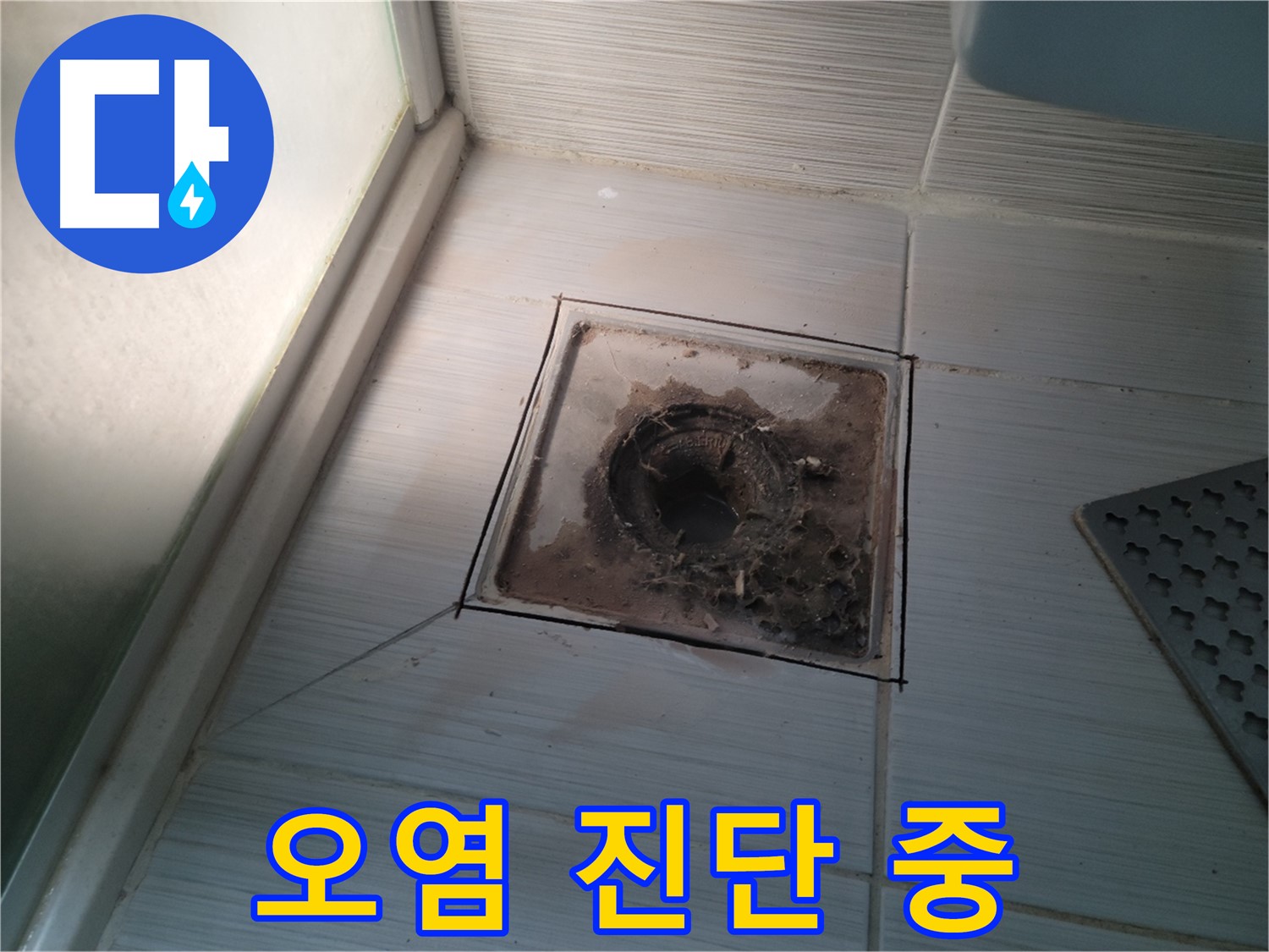 신창비바패밀리 욕실 배수구 주변 - 오염 상태 전문가의 꼼꼼한 진단 진행 중