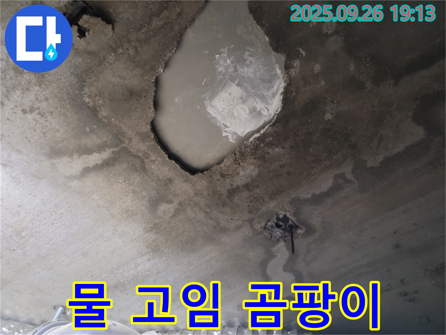 콘크리트 천장 - 물 고임 - 곰팡이 초기 증상