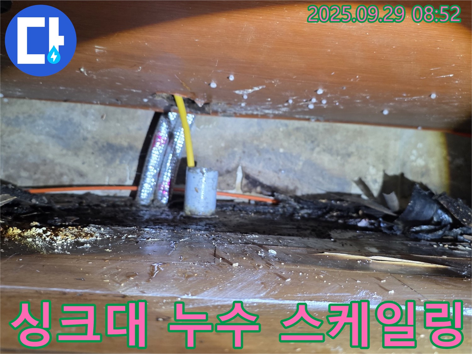 싱크대 걸레받이 탈거 후 스케일링 작업 준비 - 양천구 누수탐지 전문