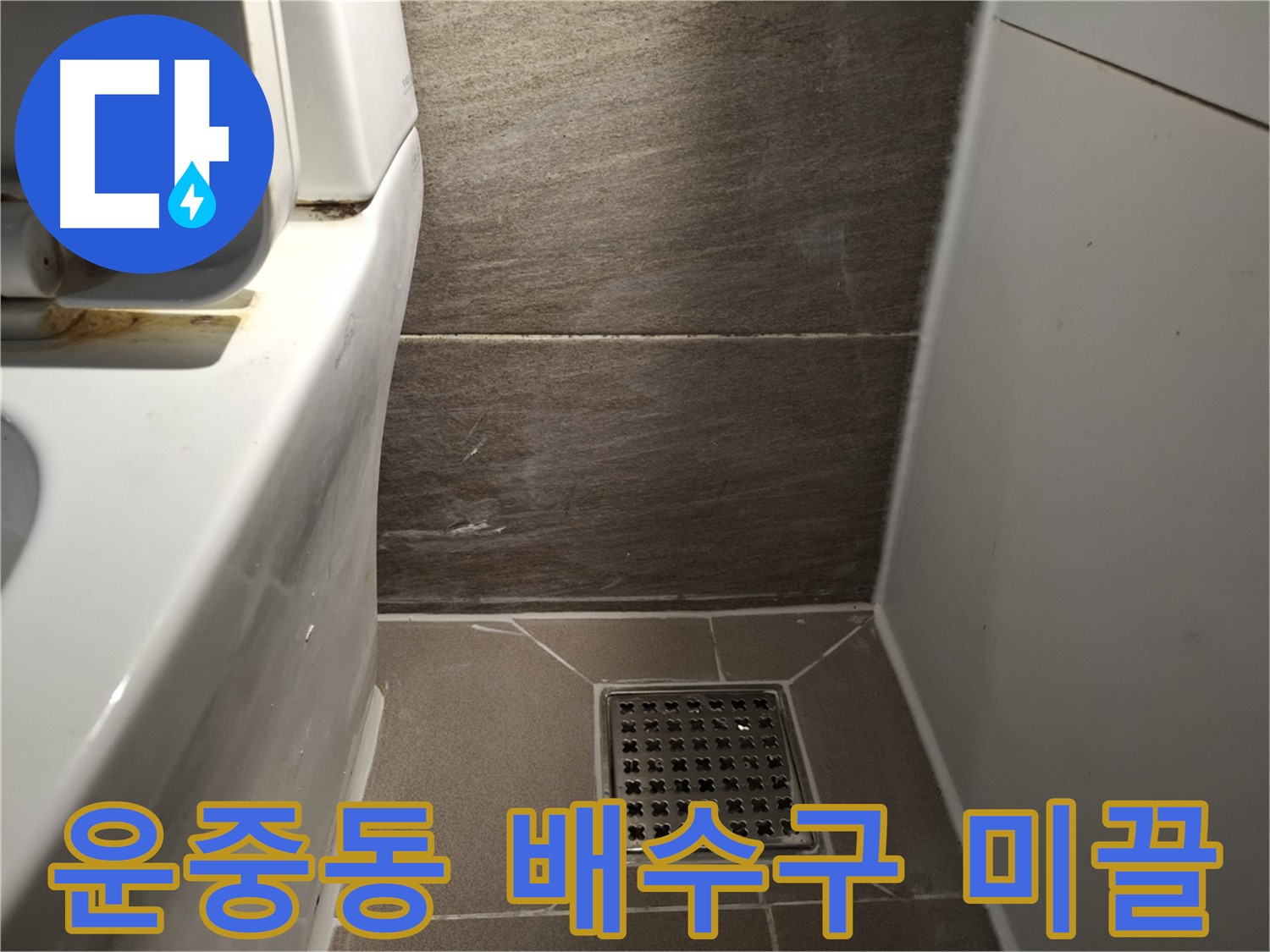 판교 운중동 화장실 배수구 덮개 주변 미끌거림 - 청소 해결?