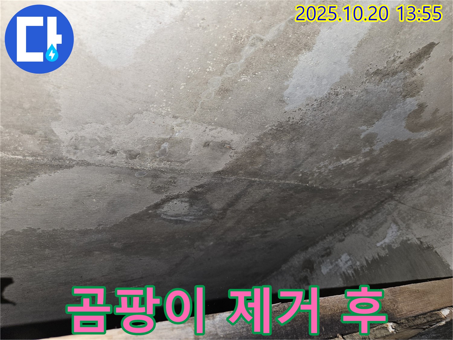 천호동 아파트 콘크리트 천장 누수 - 곰팡이 제거 후 깨끗해진 천장 이미지