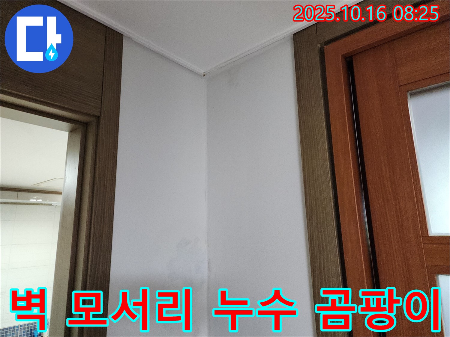 벽 모서리 누수 - 곰팡이 발생 원인과 해결 과정