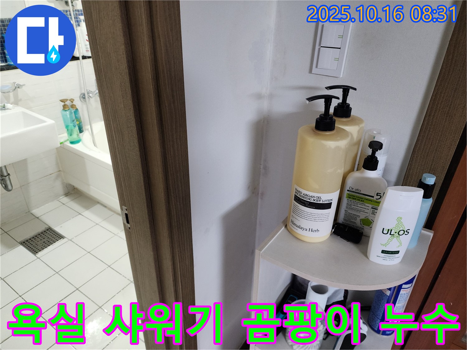 양주 경신리 욕실 누수 - 샤워기 주변 벽 곰팡이, 누수 점검 필요