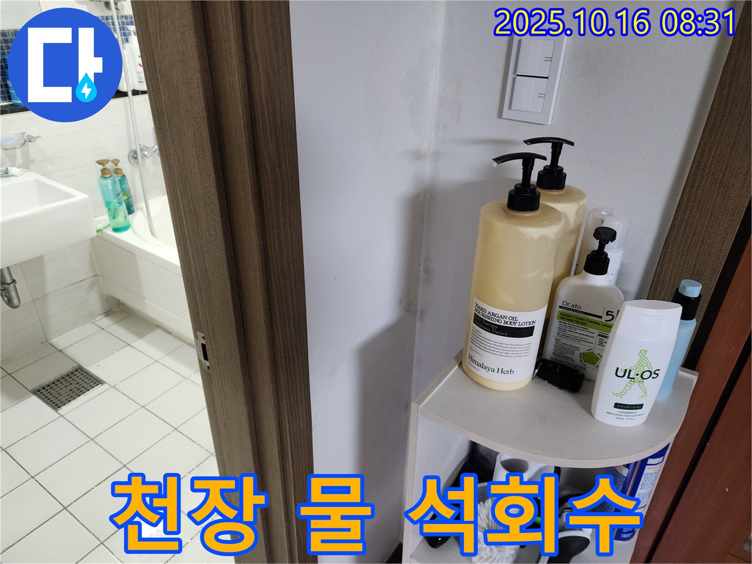 양주 경신리 욕실 누수 - 천장 물 떨어짐과 석회수, 윗집 누수 의심