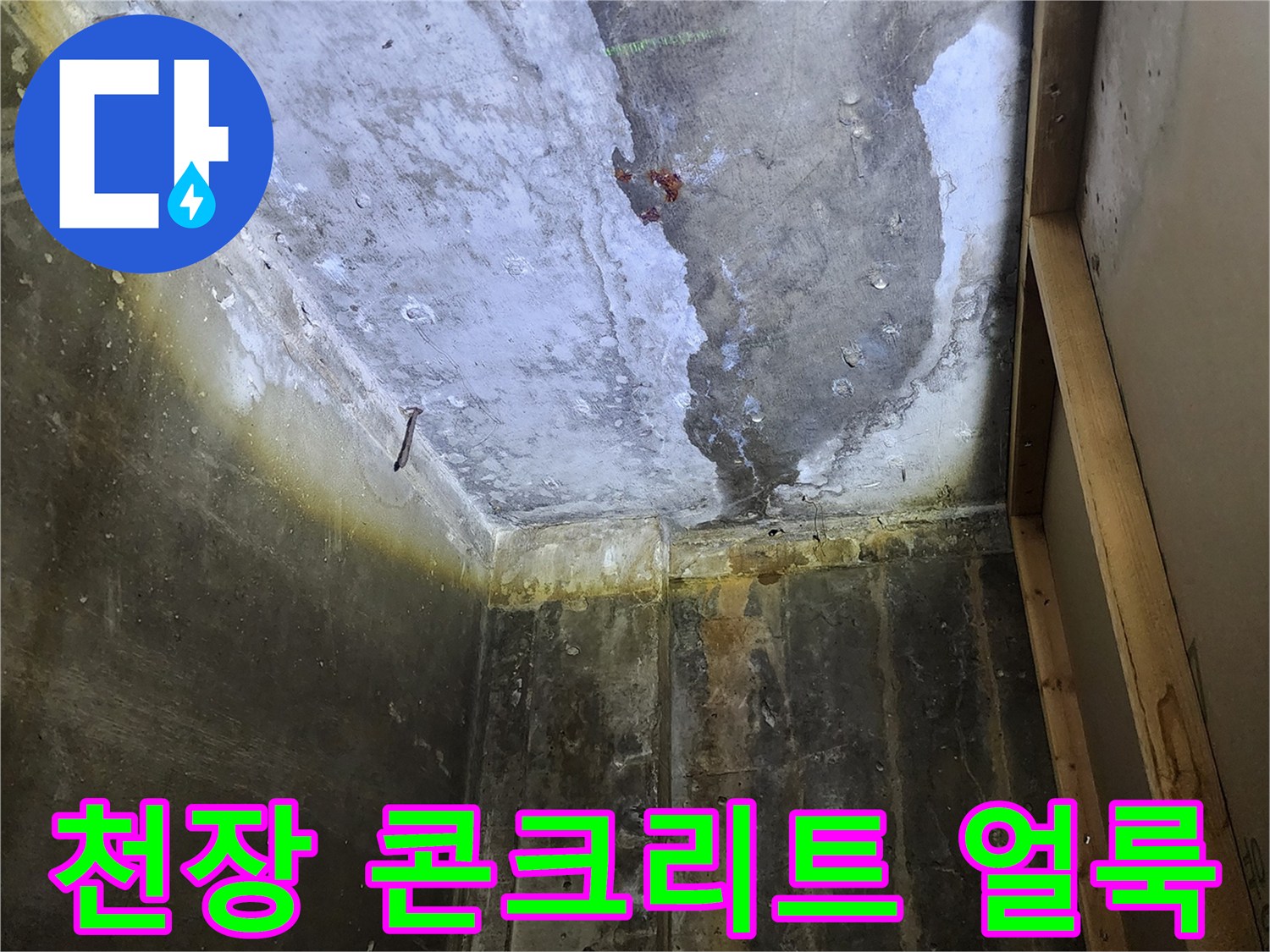 양주 하패리 현장-누수로 인한 천장 콘크리트의 변색 및 오염