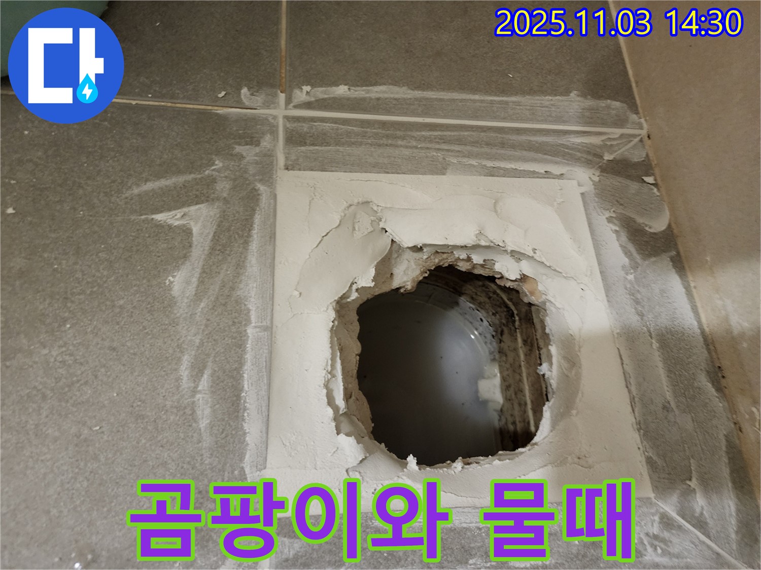 금호동 누수 해결 - 신금호파크자이 배수구 주변 곰팡이와 물때