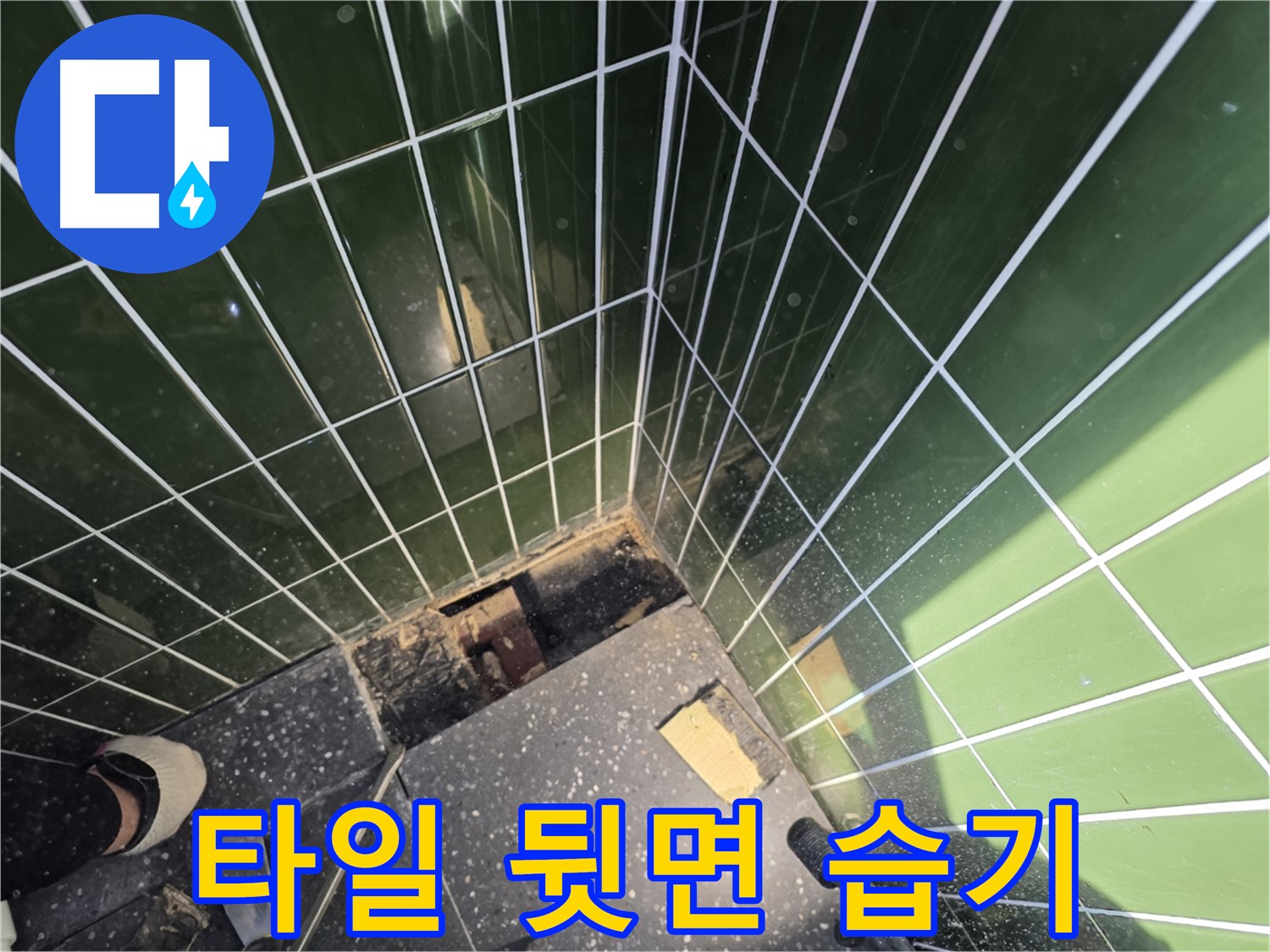 광진구 자양동 누수 - 타일 뒷면 습기 상태 확인