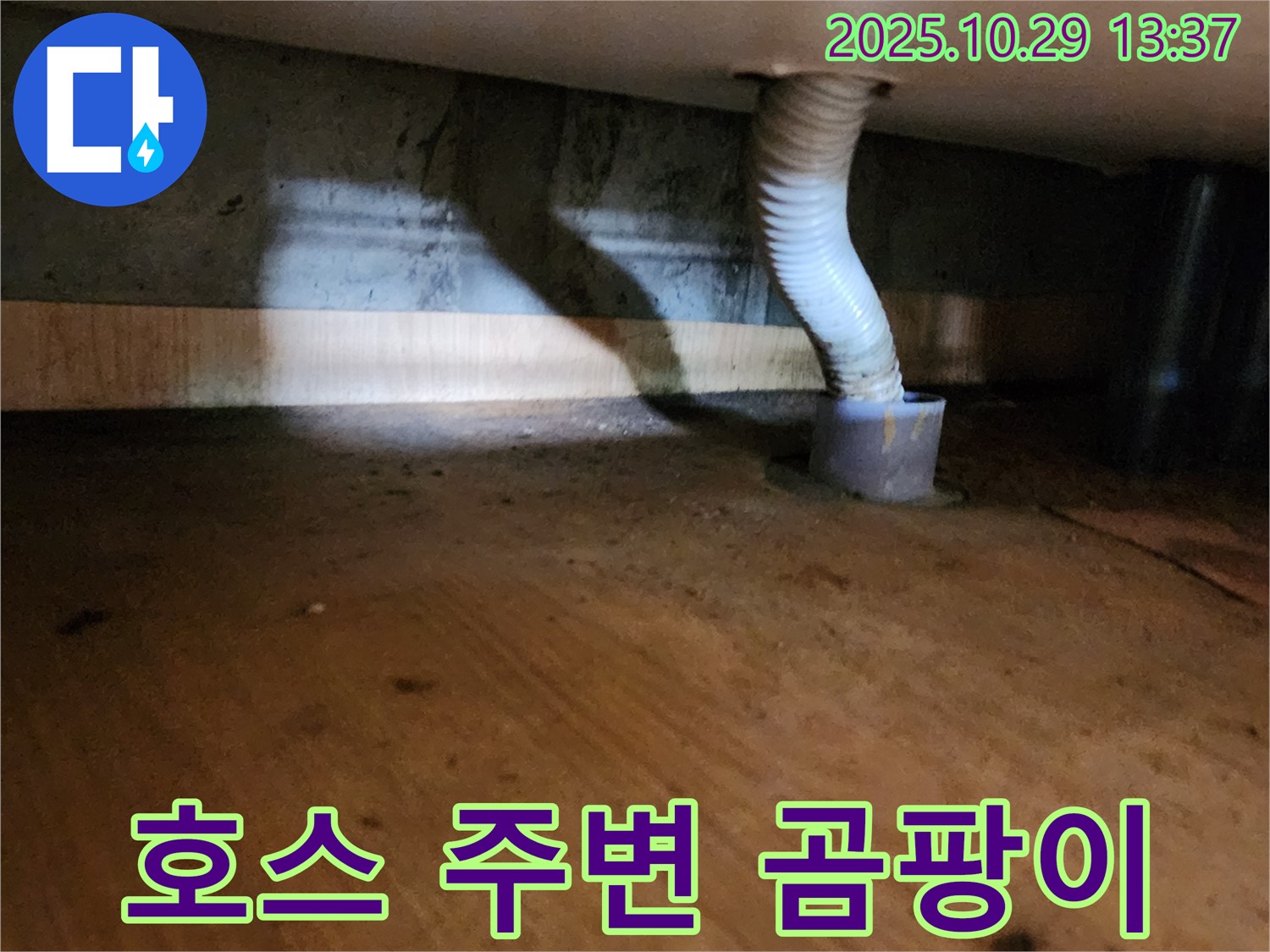 양주시 산북동 드레인 호스 - 누수로 인해 주변에 곰팡이가 발생