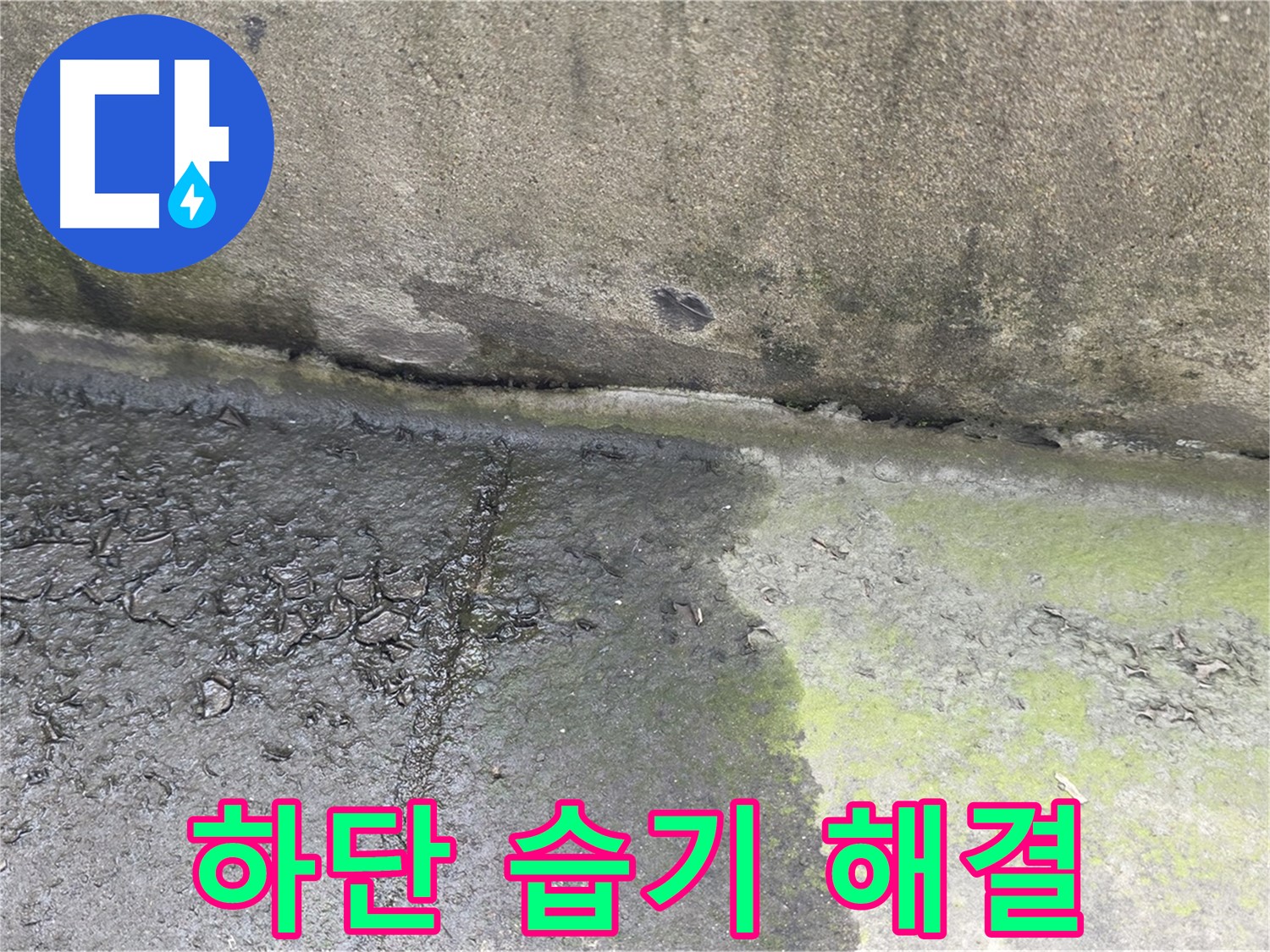 건물 하단 습기 누수 문제 해결 사진