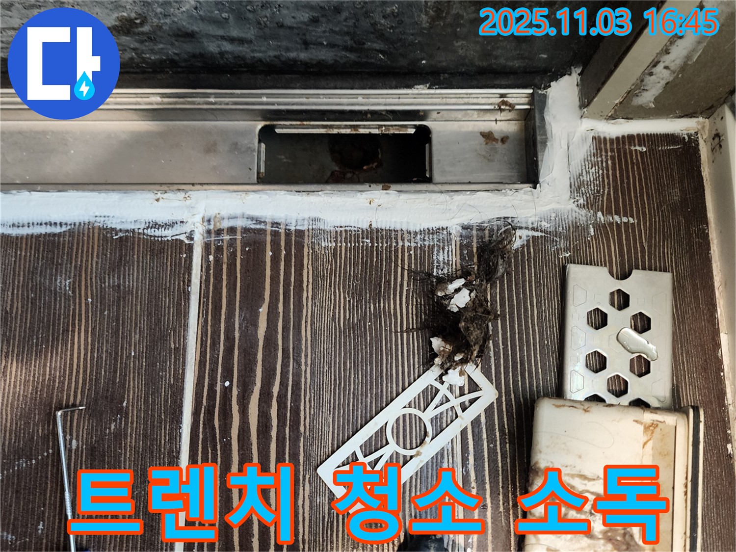 샤워실 트렌치 악취 - 청소 및 소독 작업
