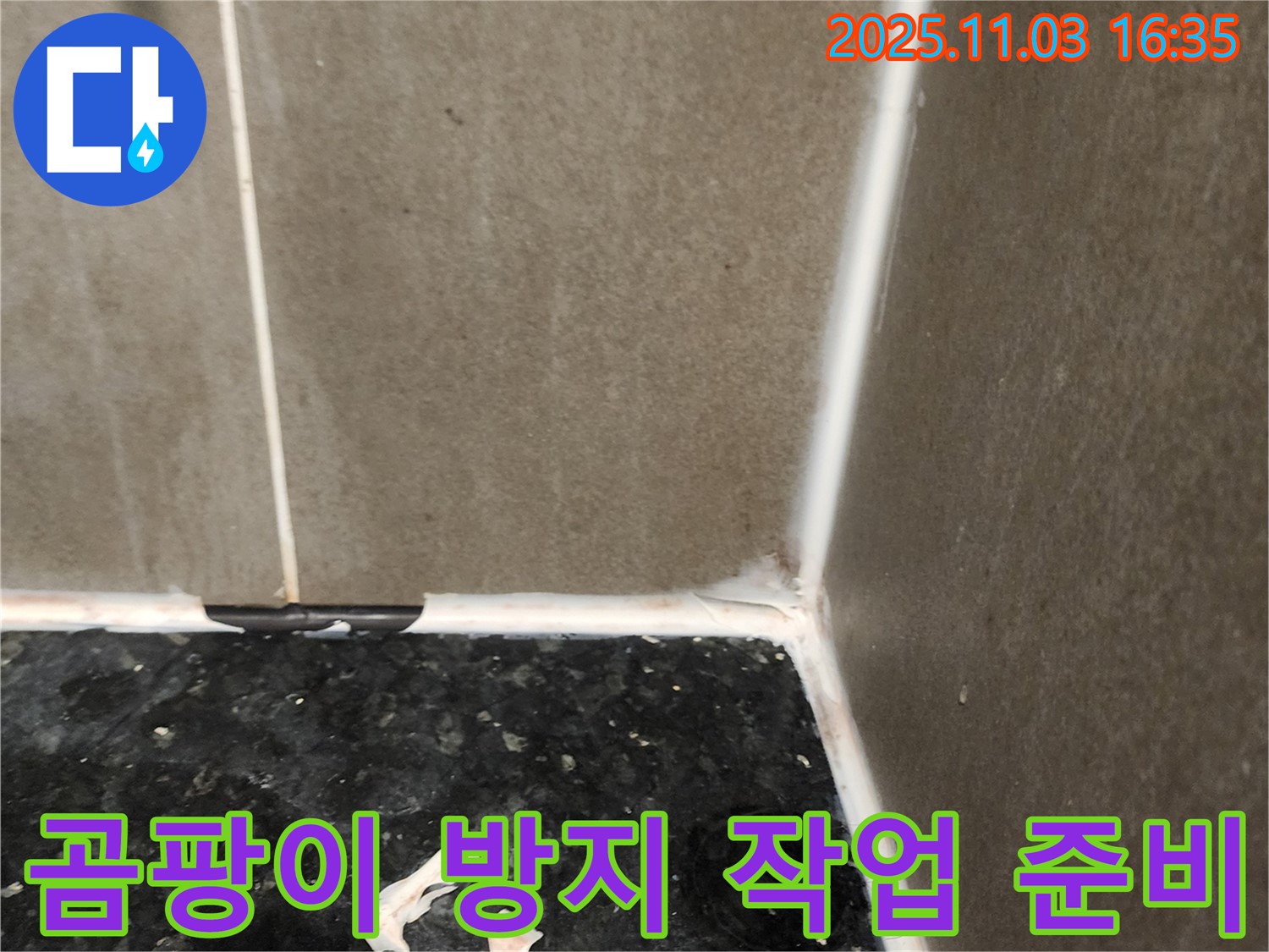 실리콘 제거 후 - 곰팡이 방지 작업 준비 중
