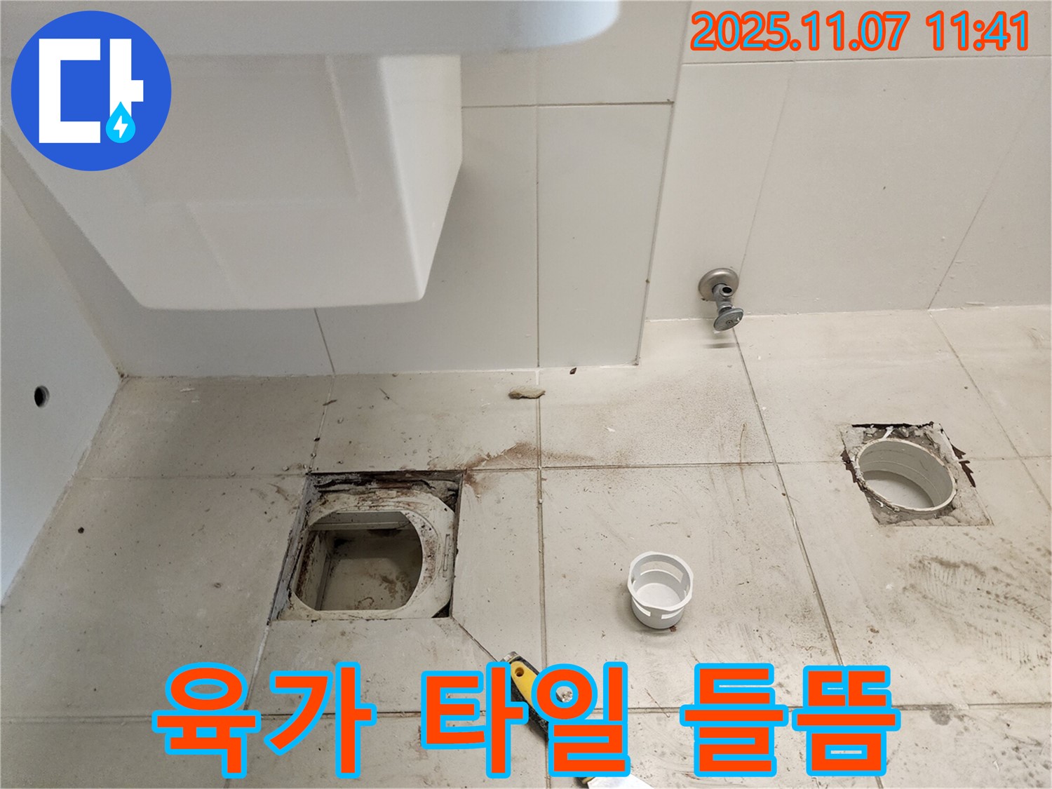 김포 사우동 좌변기 배수구 누수 - 육가 주변 타일 들뜸