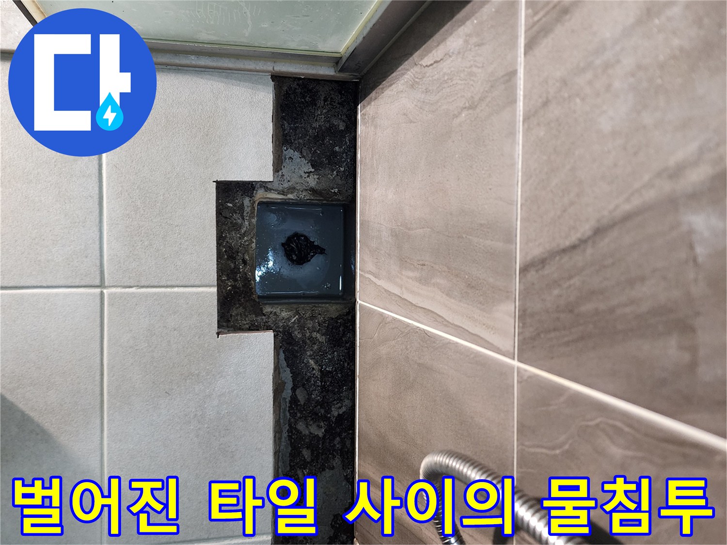 물-침투가-발생하는-배수구-주변-타일-틈