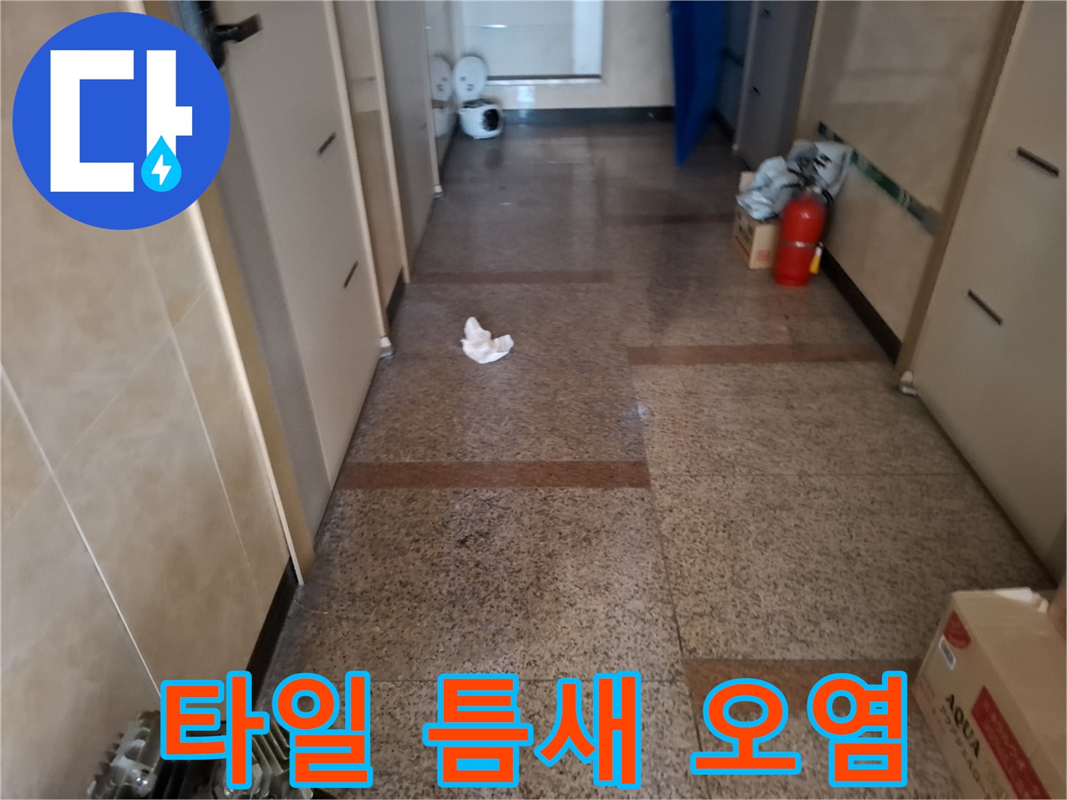 복도 타일 틈새 오염 - 누수 의심 - 신림동 누수 전문