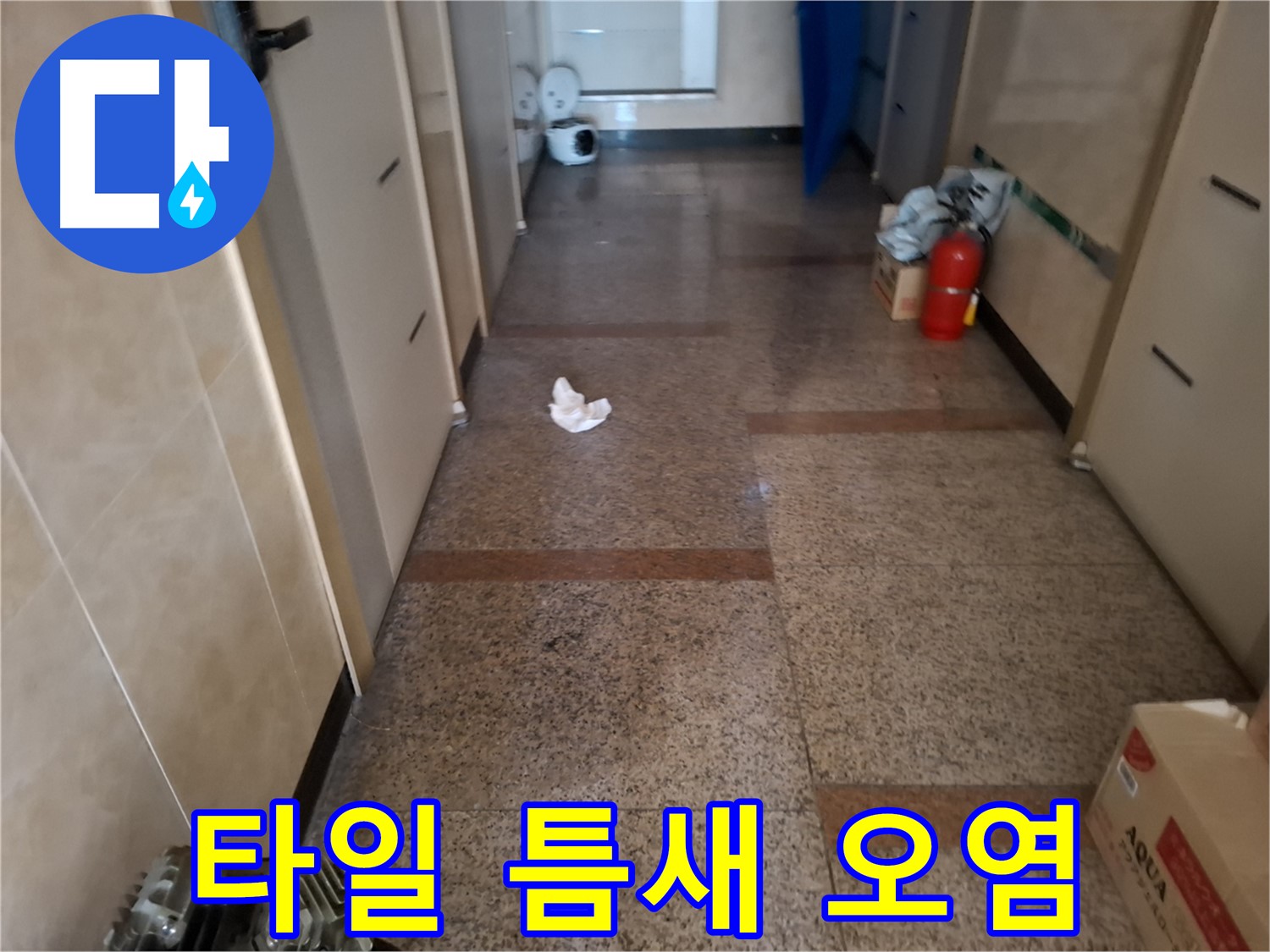 복도 타일 틈새 오염 - 누수 의심 - 신림동 누수 전문