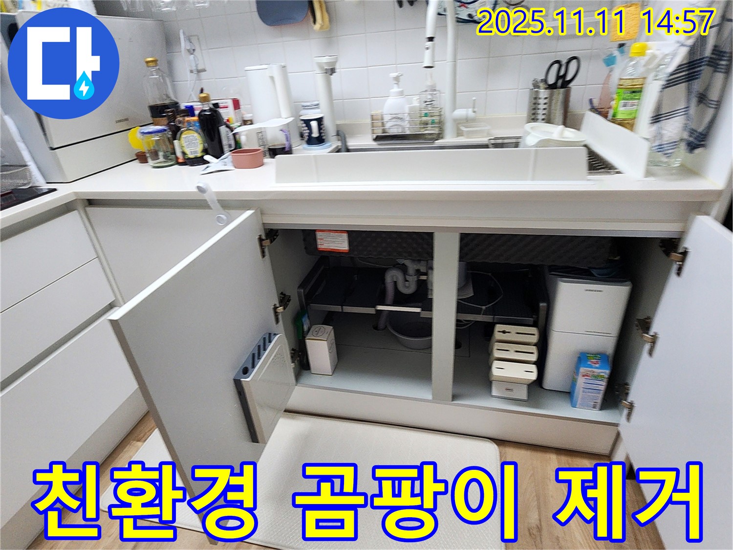 싱크대 누수 - 친환경 세제를 이용한 곰팡이 제거