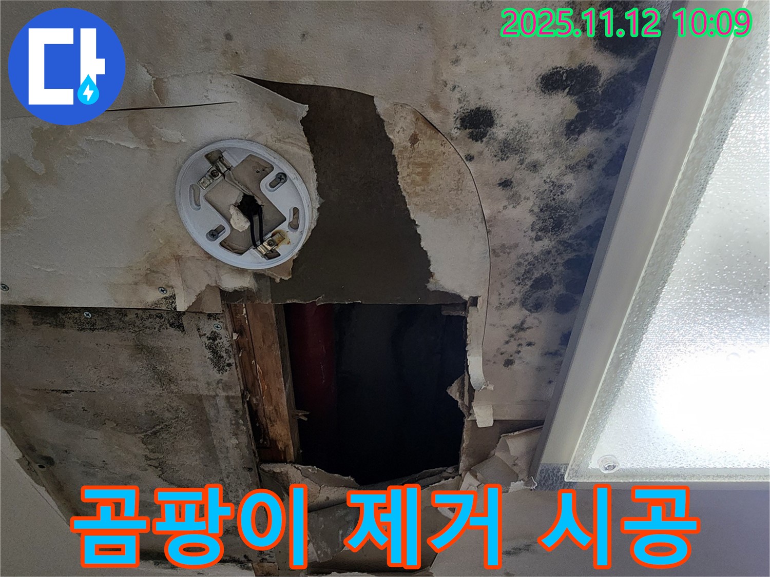 곰팡이 제거 시공 - 누수 해결 후 친환경 약품으로 곰팡이 제거