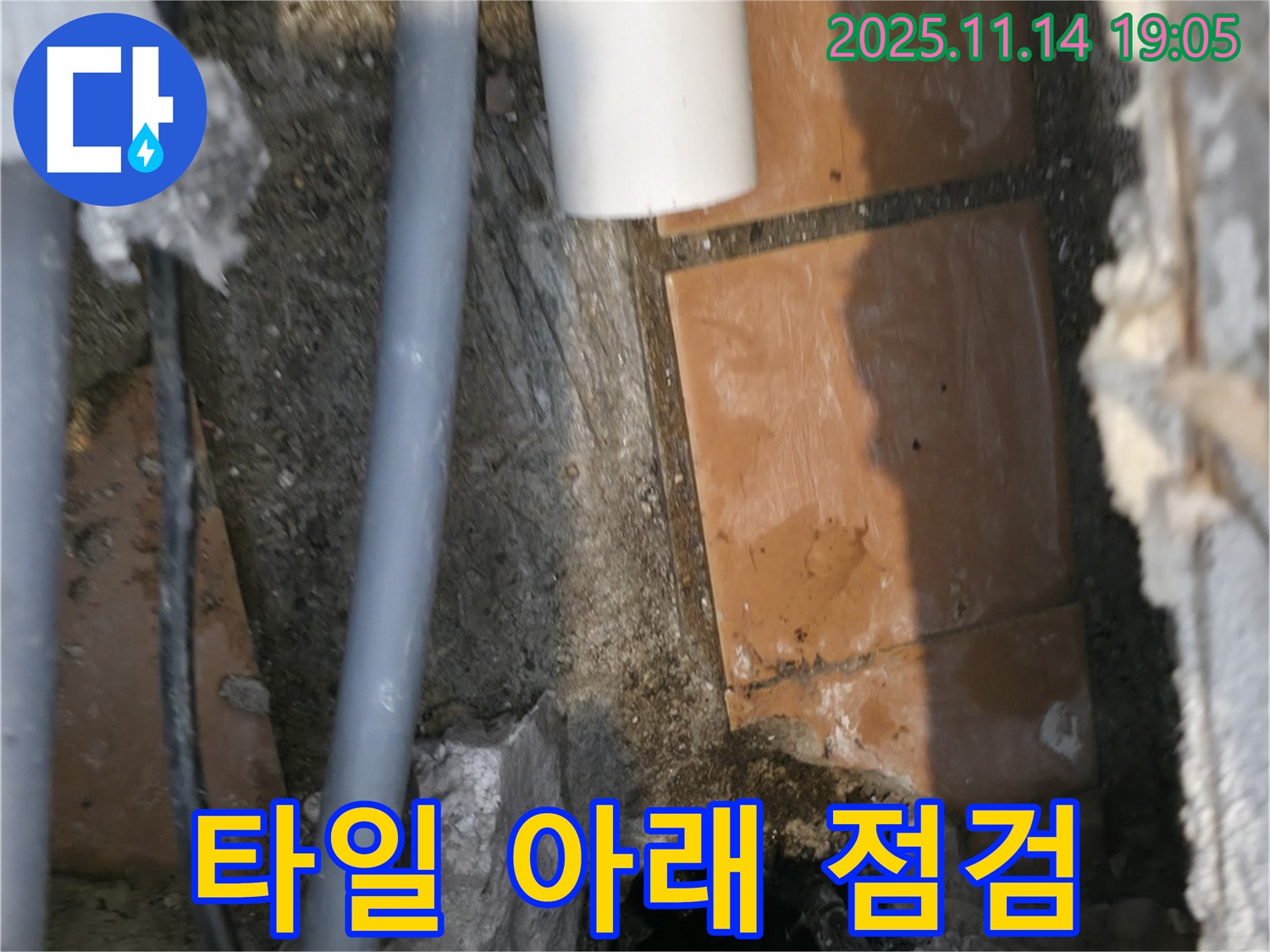 타일 아래 점검 중 - 숨겨진 누수 완벽 탐지