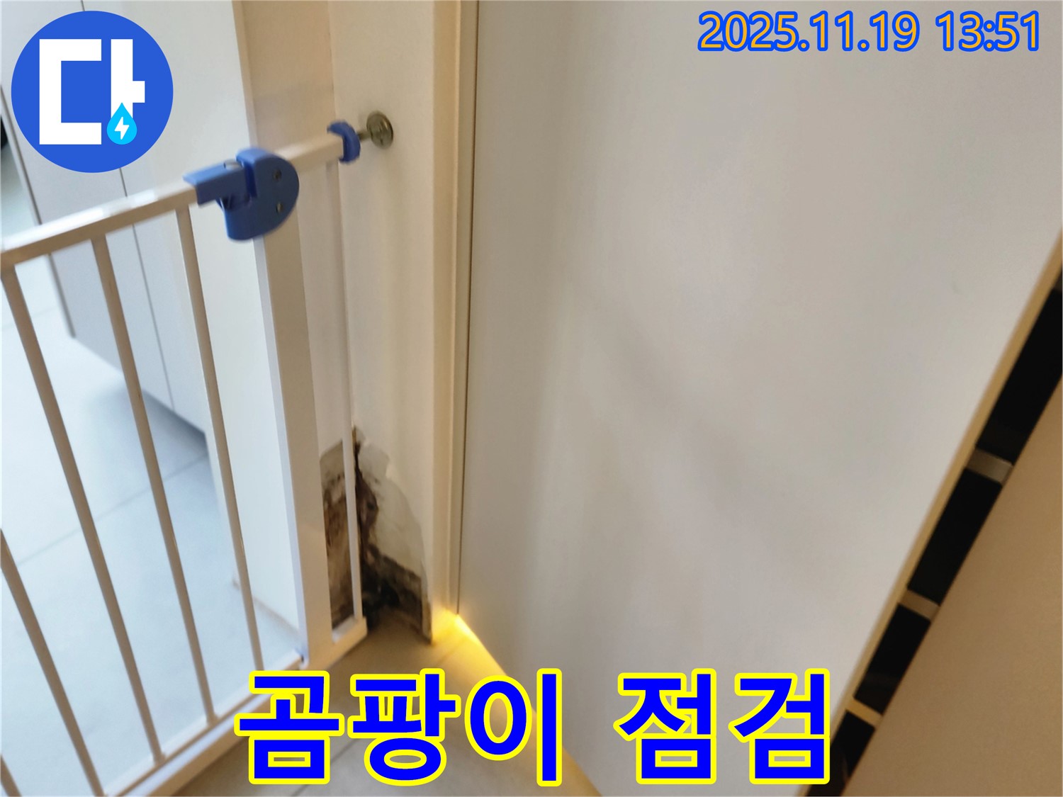 안전문 주변 곰팡이 - 누수 점검 필수