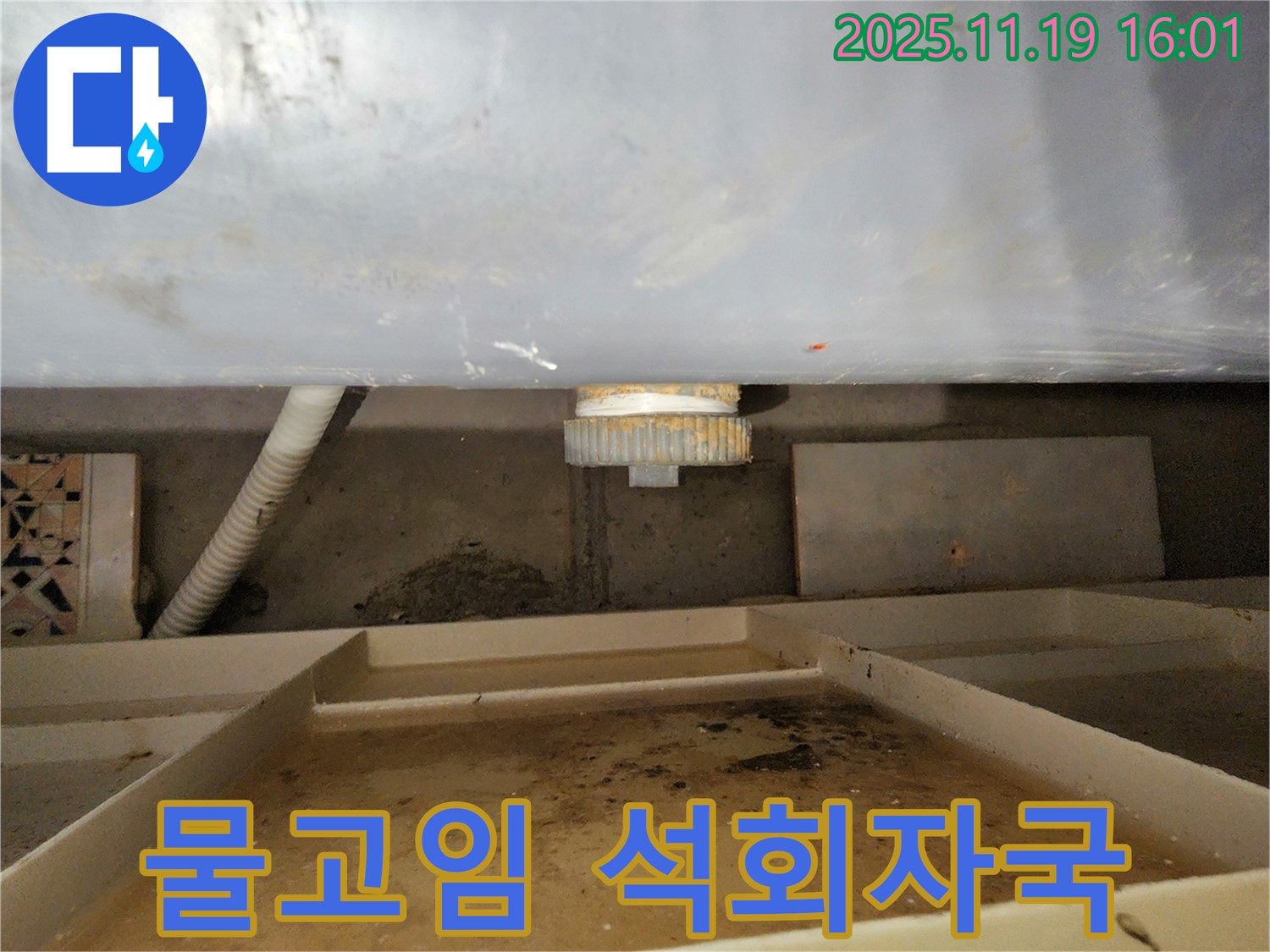 욕조 하부 누수 - 물 고임과 석회 자국은 지속적인 누수의 증거입니다.