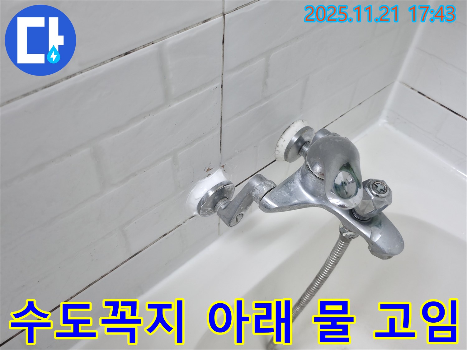 욕조 수도꼭지 아래 물 고임 - 누수를 의심하고 곰팡이 번식을 막으세요.
