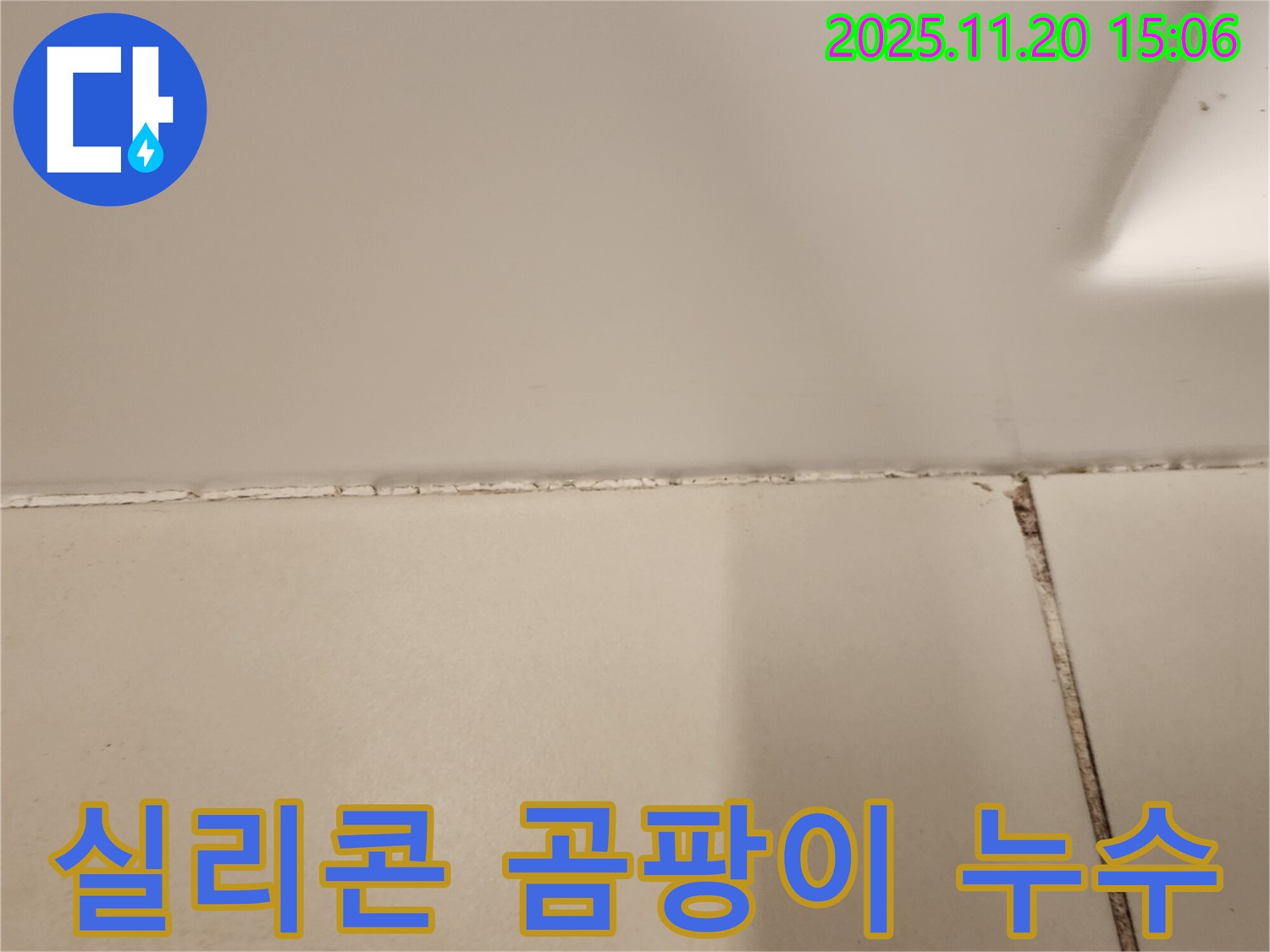 욕실 실리콘 곰팡이 - 누수 발생