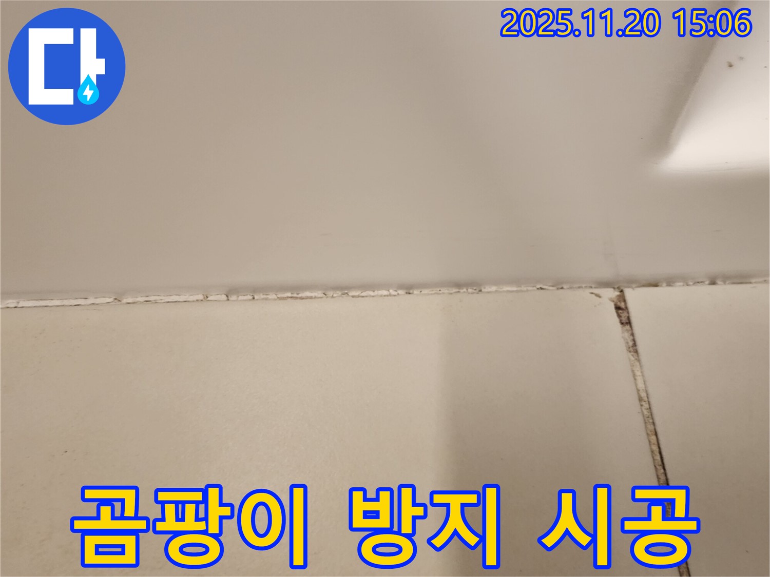 욕실 실리콘 곰팡이 제거 후 곰팡이 방지 실리콘 시공