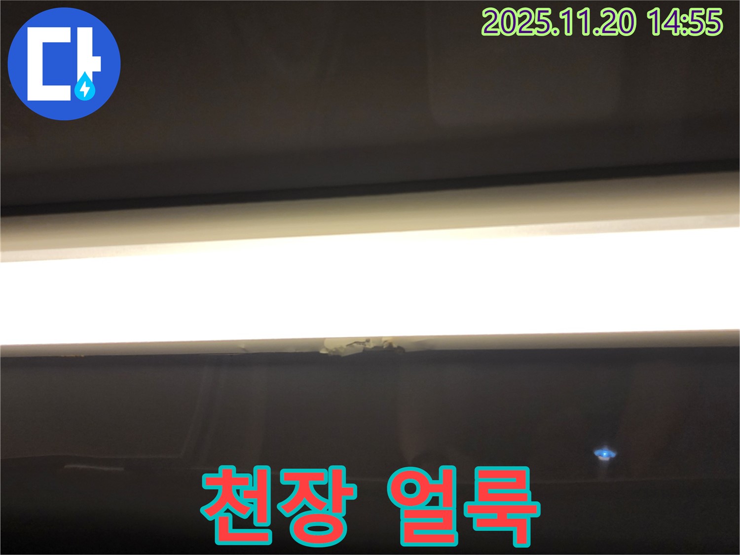 천장 얼룩 - LED 조명 주변 누수 의심, 전문가 정밀 진단