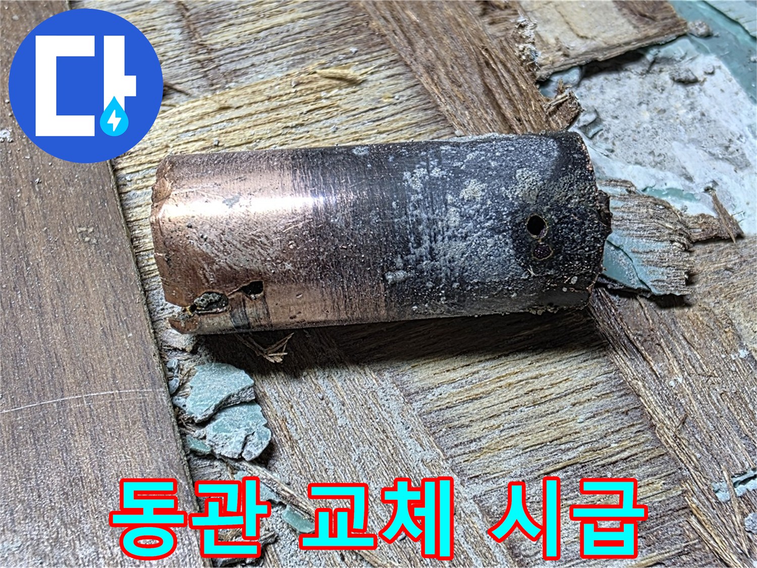 새창로 누수 현장에서 발견된 낡고 부식된 동관 - 교체가 시급함을 보여주는 이미지